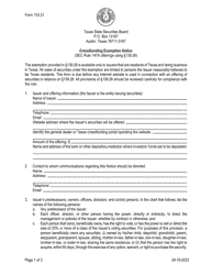 Form 133.21 Crowdfunding Exemption Notice - Texas