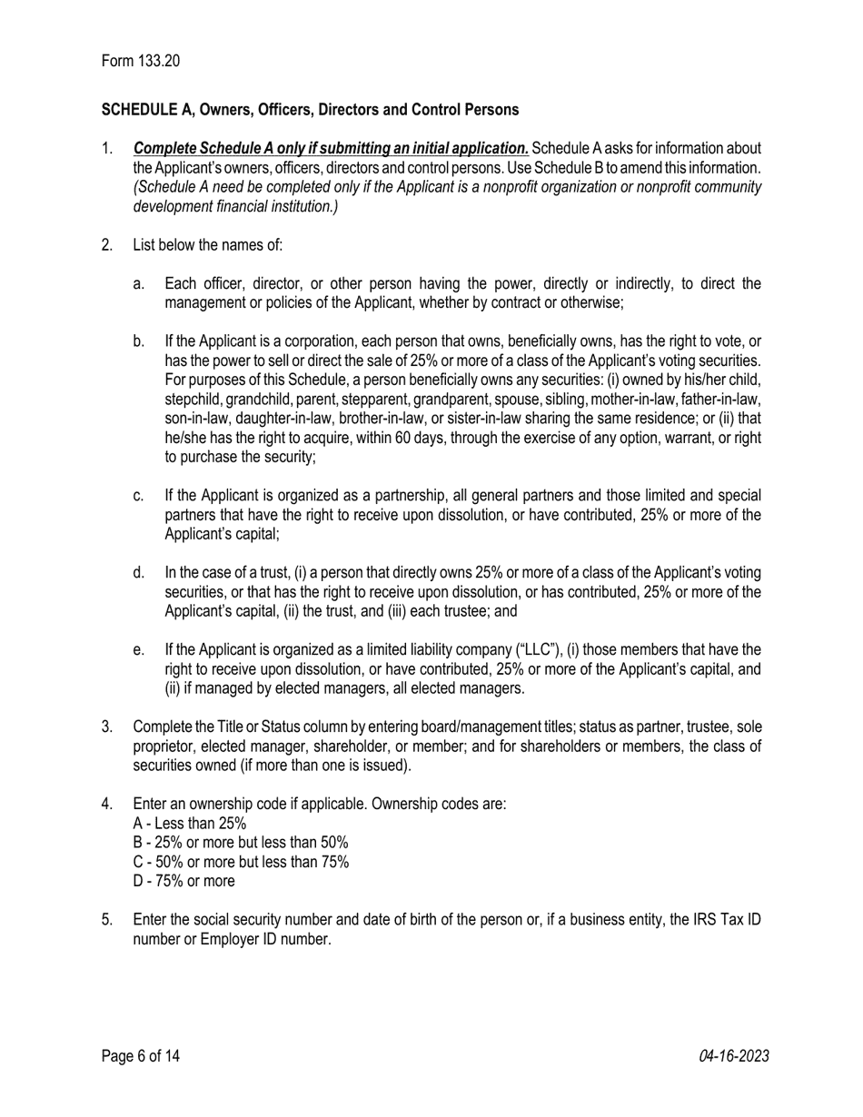 Form 133.20 Texas Crowdfunding Portal Registration by an Authorized Small Business Development Entity - Texas, Page 6