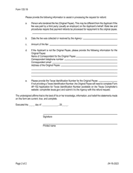 Form 133.19 Waiver or Refund Request by a Military Applicant - Texas, Page 2