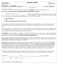 Form CR-1.1 Application for Seizure Order - Alabama, Page 3