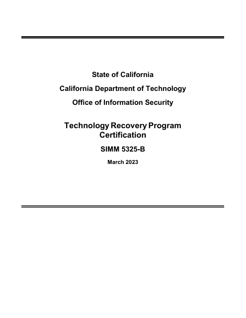 Form SIMM5325-B Technology Recovery Program Certification - California