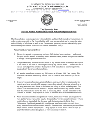The Honolulu Zoo Service Animal Admittance Policy Acknowledgement Form - City and County of Honolulu, Hawaii