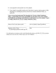 The Honolulu Zoo Service Animal Admittance Policy Acknowledgement Form - City and County of Honolulu, Hawaii, Page 2