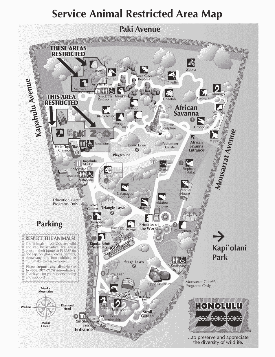 The Honolulu Zoo Service Animal Admittance Policy Acknowledgement Form - City and County of Honolulu, Hawaii, Page 3