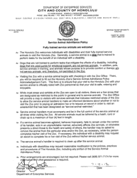 The Honolulu Zoo Service Animal Admittance Policy Acknowledgement Form - City and County of Honolulu, Hawaii, Page 4