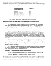 Form DFPI-260.102.14(C) Notice of Transaction Pursuant to Corporations Code Section 25102(F) - California, Page 3