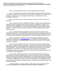 Form DFPI-260.102.14(C) Notice of Transaction Pursuant to Corporations Code Section 25102(F) - California, Page 9