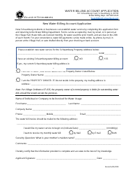 Document preview: New Water Billing Account Application - Village of Schaumburg, Illinois