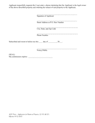 Application for Return of Allegedly Stolen or Embezzled Property - Oklahoma, Page 2