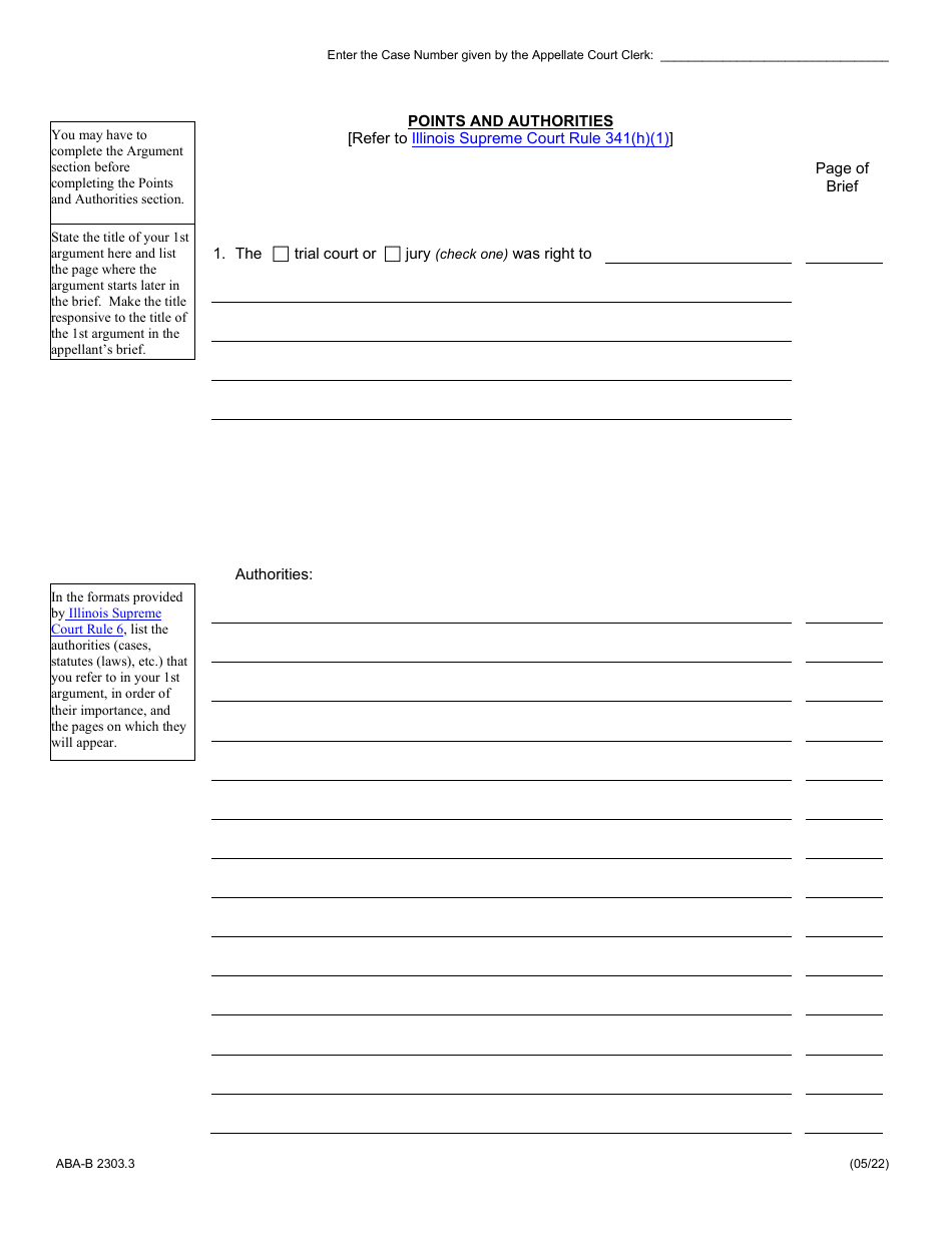 Form ABA-B2303.3 Appellees Brief - Illinois, Page 2