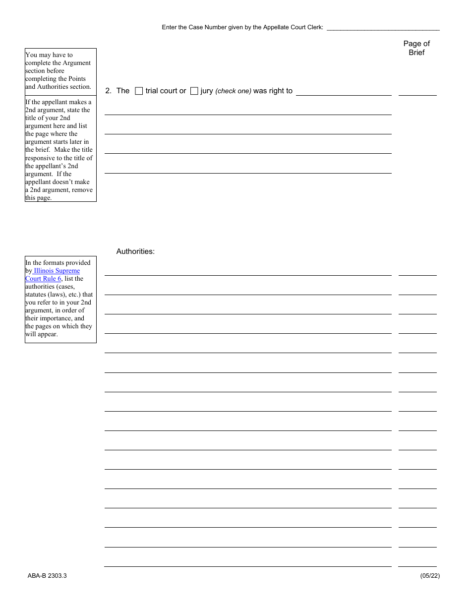 Form ABA-B2303.3 Appellees Brief - Illinois, Page 3