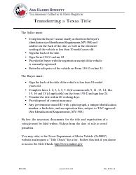 Document preview: Form MV-466 Transferring a Texas Title - Harris County, Texas