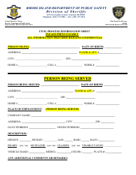 Document preview: Civil Process-Information Sheet - Rhode Island
