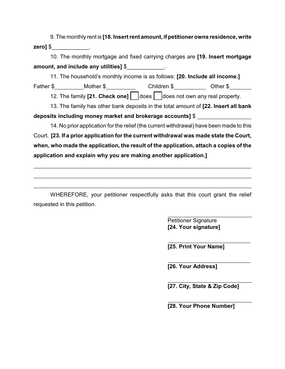 Form 13 Petition for Withdrawal of an Infants Funds - Nassau County, New York, Page 3