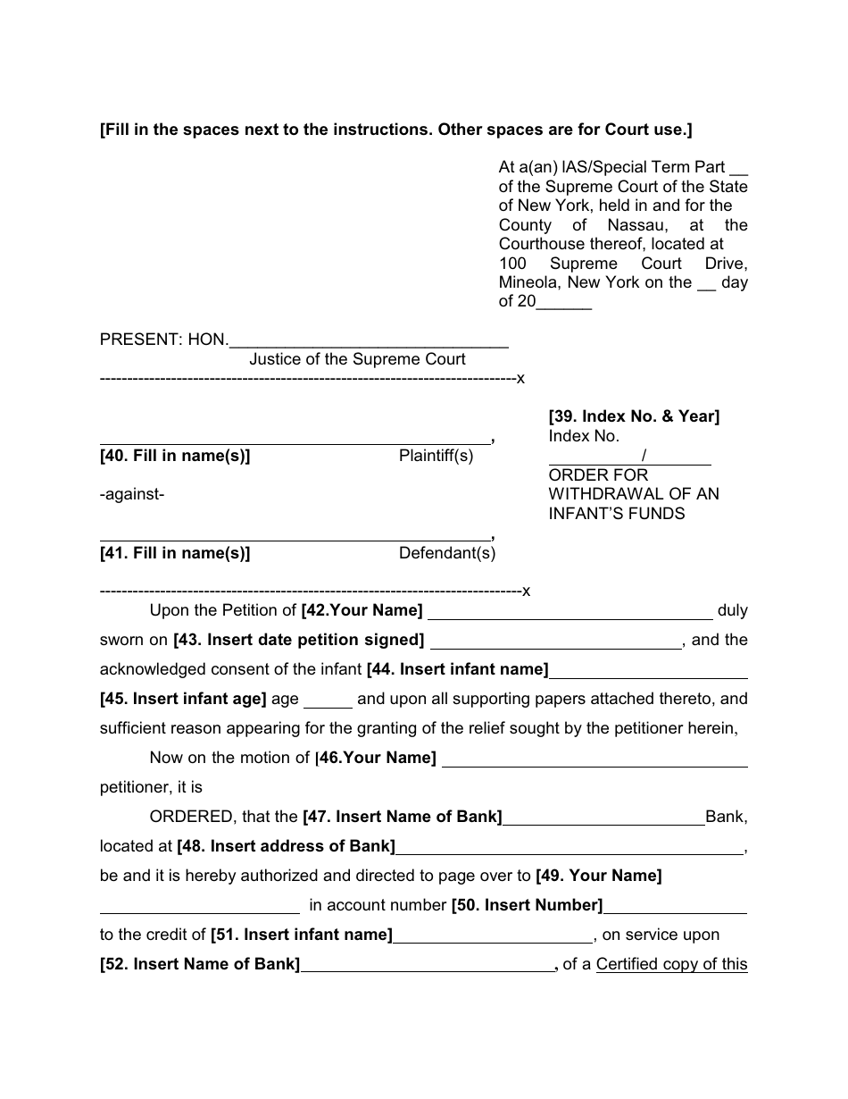 Form 13 Petition for Withdrawal of an Infants Funds - Nassau County, New York, Page 5