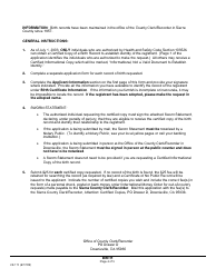 Form VS111 Application for Certified Copy of Birth Record - Sierra County, California, Page 2