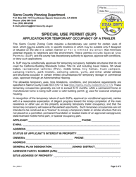 Document preview: Special Use Permit (Sup) Application for Temporary Occupancy of a Trailer - Sierra County, California