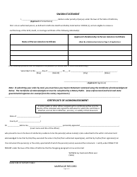Application for Certified Copy of a Marriage Record - Sierra County, California, Page 3