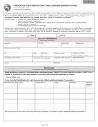 Document preview: State Form 55732 Application for 3 Year Occupational Licensee Reinvestigation - Indiana
