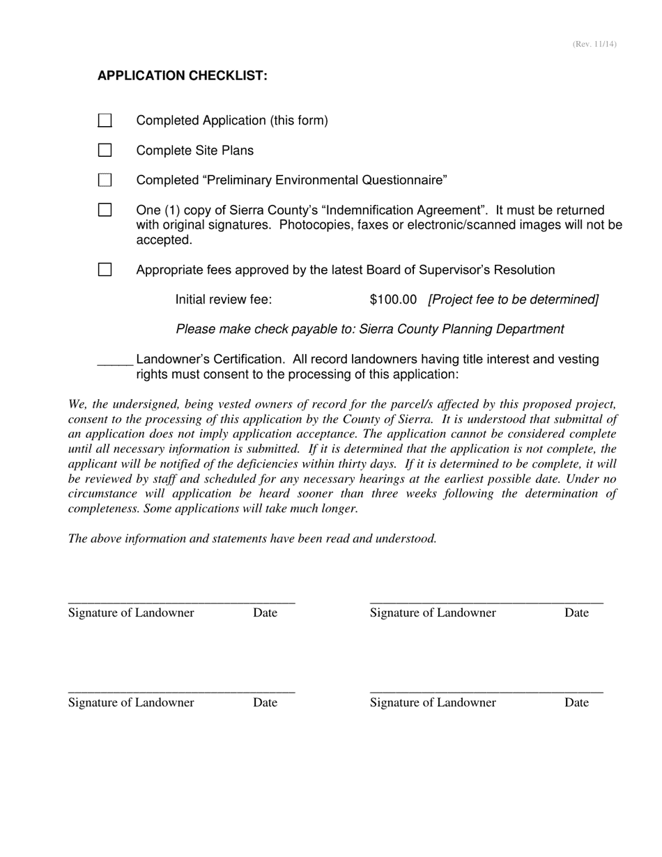 Site Plan Review Application - Sierra County, California, Page 3