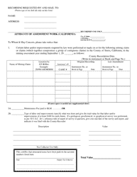 Affidavit of Assessment Work (California) - Sierra County, California