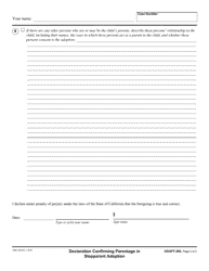 Form ADOPT-205 Declaration Confirming Parentage in Stepparent Adoption - California, Page 2