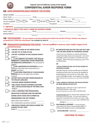 Confidential Juror Response Form - County of San Joaquin, California