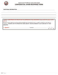 Confidential Juror Response Form - County of San Joaquin, California, Page 2