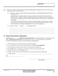Form GV-109 Notice of Court Hearing - California, Page 2