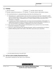 Form GV-110 Temporary Gun Violence Restraining Order - California, Page 2