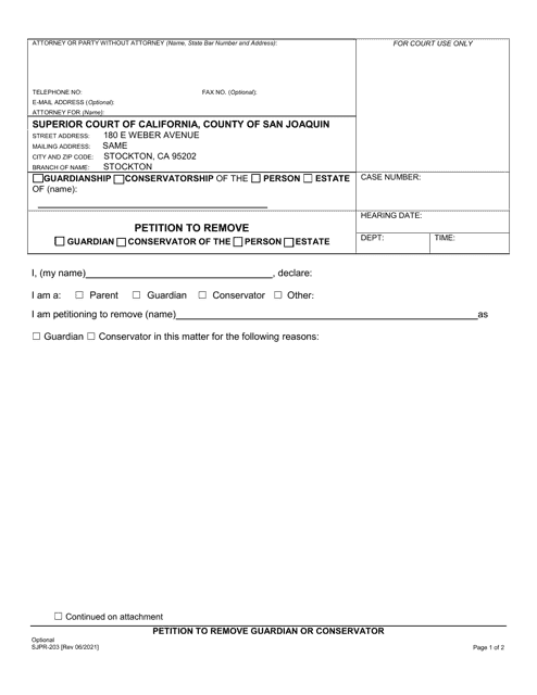 Form SJPR-203  Printable Pdf