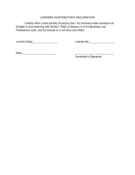 Document preview: Licensed Contractor's Declaration - City of Richmond, California