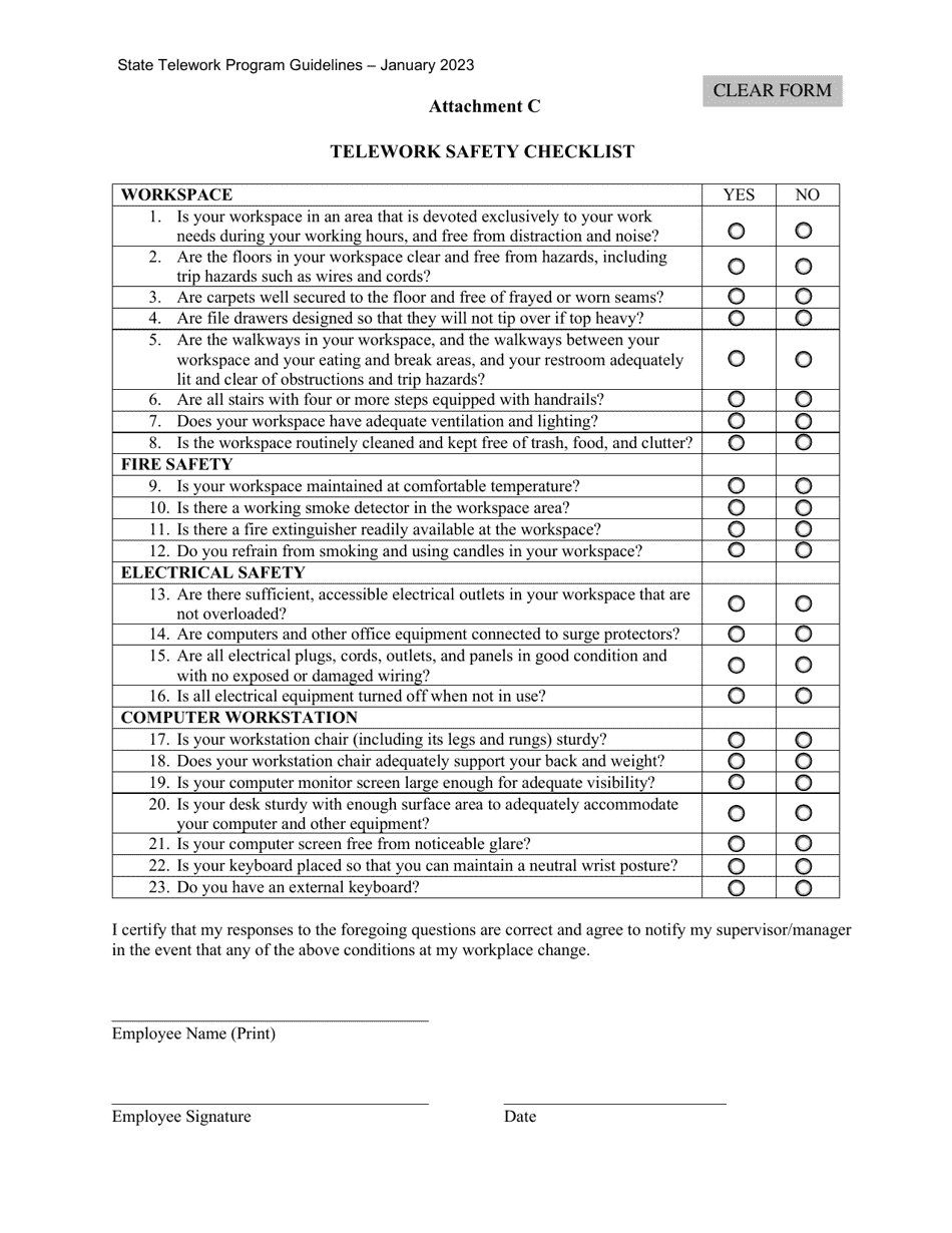 Attachment C Telework Safety Checklist - Hawaii, Page 1
