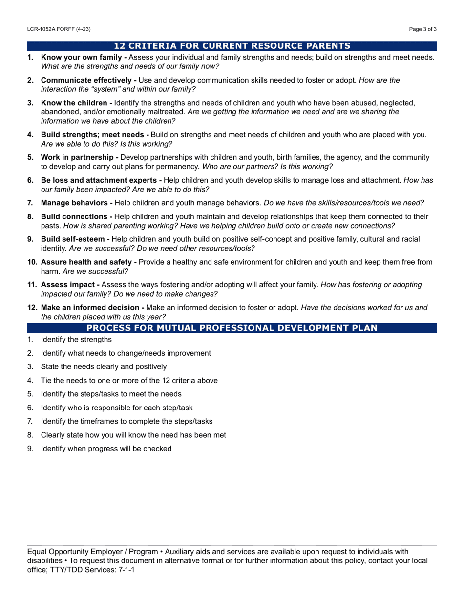 Form LCR-1052A On-Going Professional Development Plan for the Arizona PS-Mapp and PS-Deciding Together Program - Arizona, Page 3