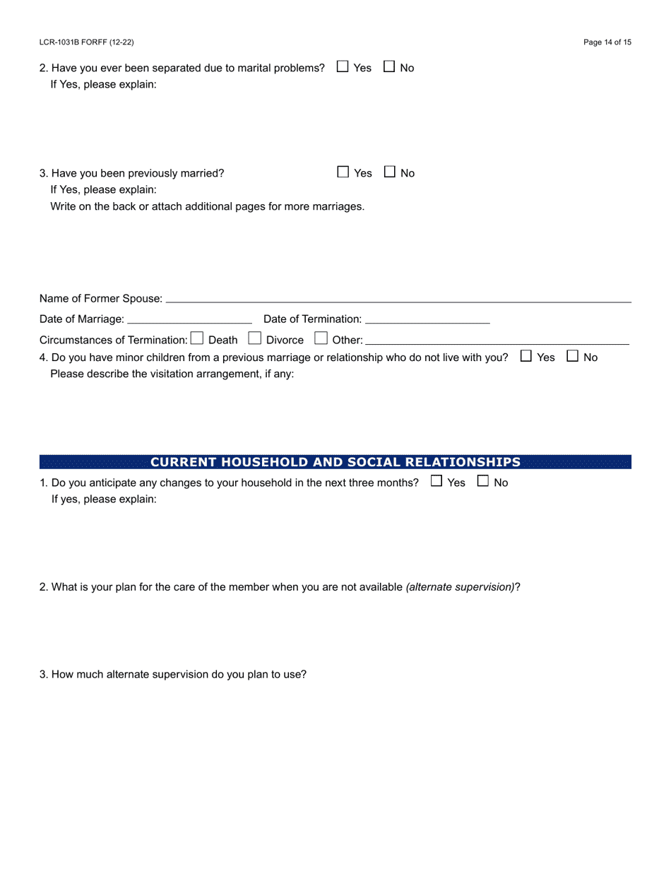 Form LCR-1031B Child or Adult Developmental Home Caregiver Assessment Guide - Arizona, Page 14