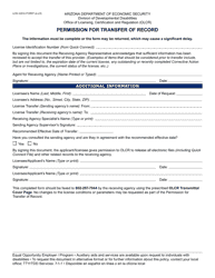 Document preview: Form LCR-1051A Permission for Transfer of Record - Arizona