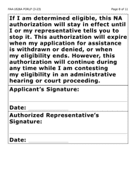 Form FAA-1826A-LP Nutrition Assistance (Na) Authorized Representative Request (Large Print) - Arizona, Page 8