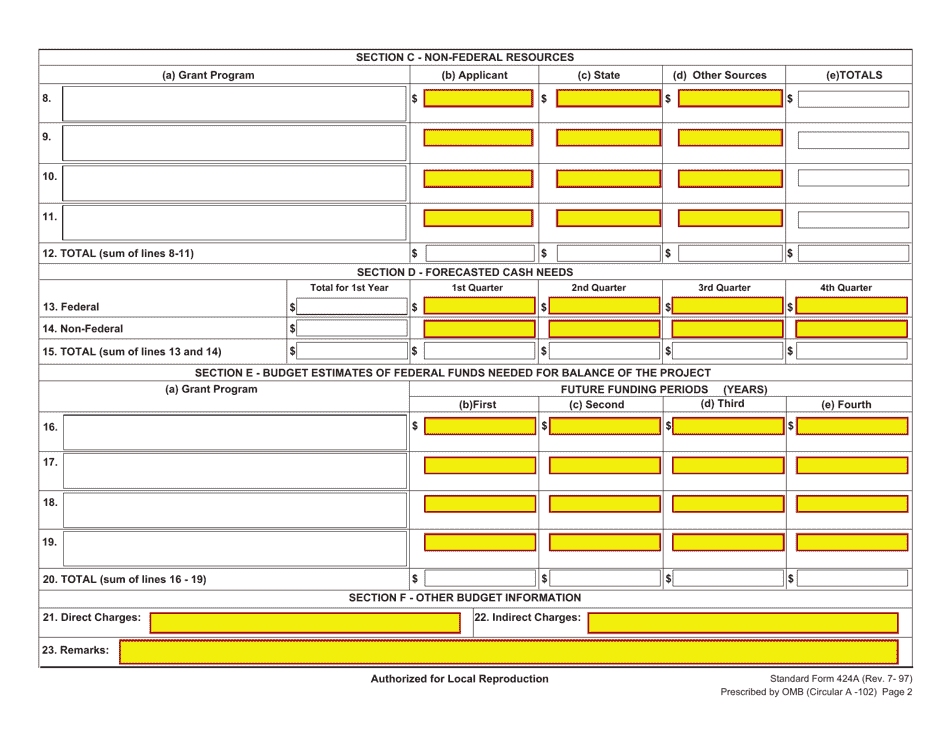 Form SF-424 - Fill Out, Sign Online And Download Fillable PDF ...