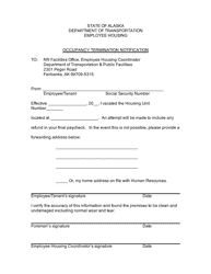 Document preview: Occupancy Termination Notification - Alaska