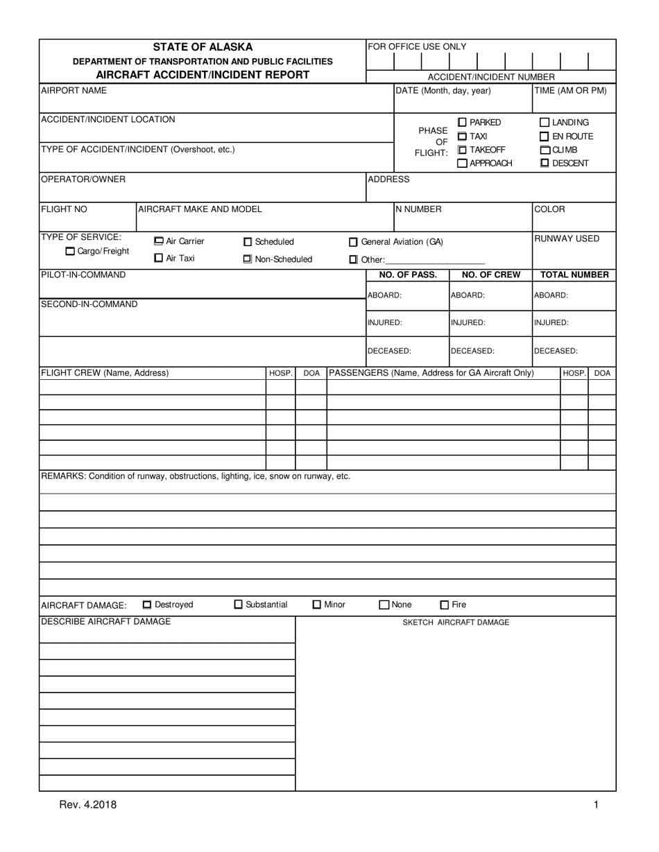Aircraft Accident / Incident Report - Alaska, Page 1