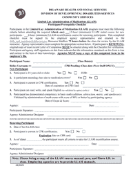 Document preview: Participant Prerequisite Checklist - Limited Lay Administration of Medications (Llam) - Delaware