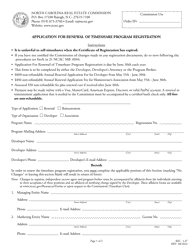 Document preview: Form REC1.37 Application for Renewal of Timeshare Program Registration - North Carolina