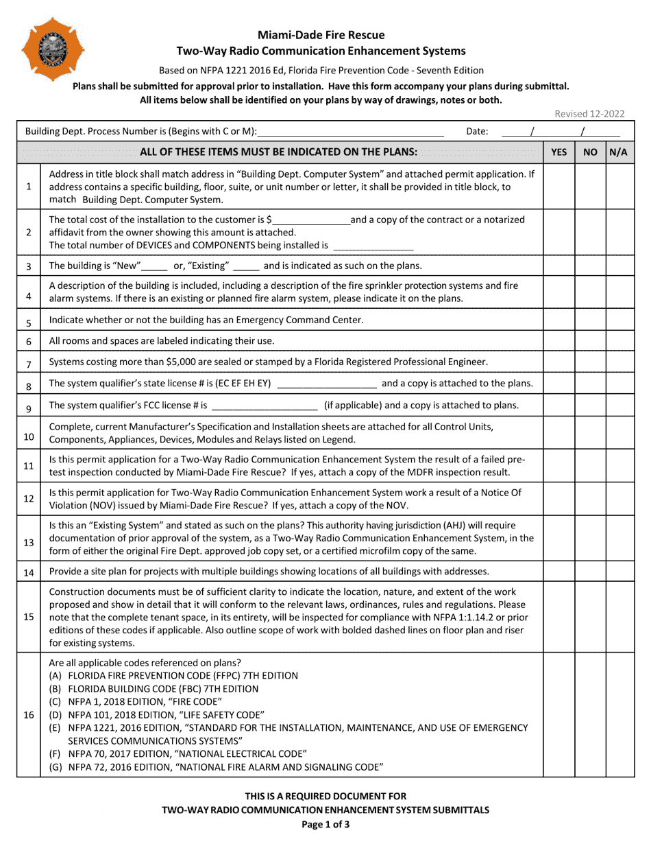 Submittal Checklist - Miami-Dade County, Florida, Page 1