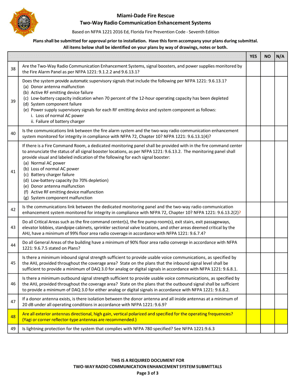 Submittal Checklist - Miami-Dade County, Florida, Page 3