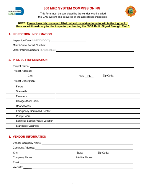800 Mhz Commissioning Document - Miami-Dade County, Florida