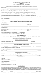 Document preview: Criminal Writ Application Filing Sheet - Louisiana