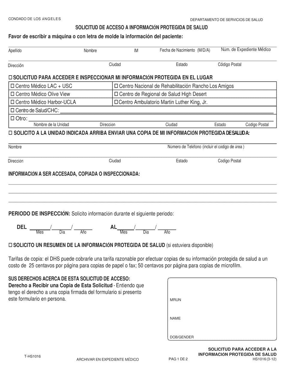 Formulario HS1016 Fill Out, Sign Online and Download Printable PDF