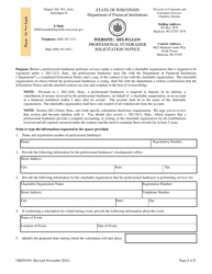 Document preview: Form CRED1941 Professional Fundraiser Solicitation Notice - Wisconsin