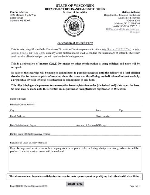 Form DOSSOI Solicitation of Interest Form - Wisconsin