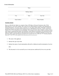 Form SICFA3024 State-Issued Certificate for Franchise Authority (Sicfa) Notice of Withdrawal - Wisconsin, Page 2